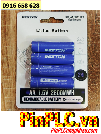 Beston 2AM-75-2800mWh (=1850mAh), Pin sạc 1.5v Lithium Li-ion Beston 2AM-75-2800mWh (=1850mAh) chính hãng, Vỉ 4viên